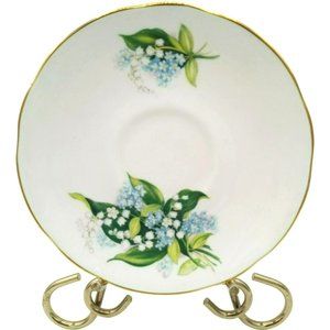 Crown Trent Fine Bone China Blue White Flowers Green Leaves Vintage Saucer 5.5 I